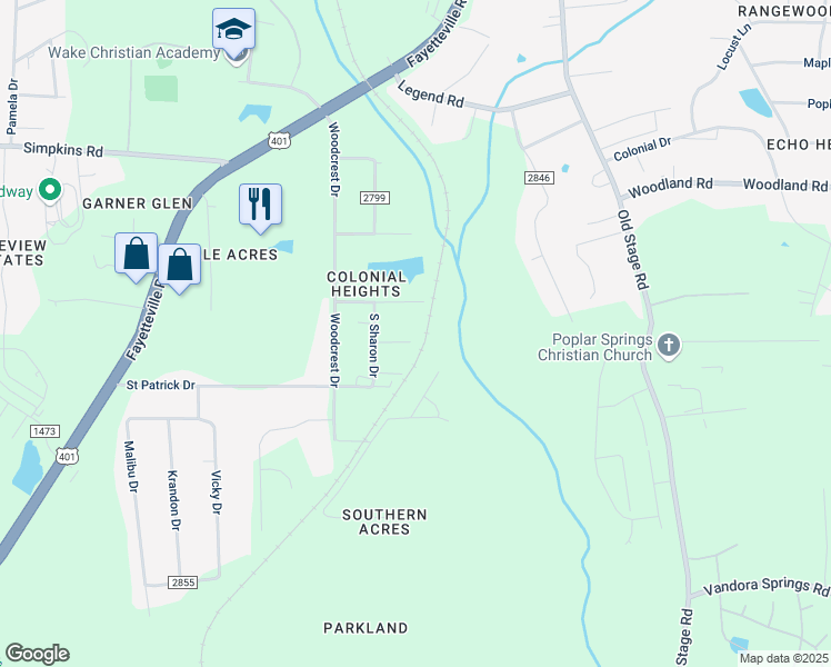 map of restaurants, bars, coffee shops, grocery stores, and more near 1308 Fern Drive in Raleigh