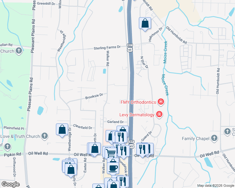 map of restaurants, bars, coffee shops, grocery stores, and more near 2975 U.S. 45 Bypass in Jackson