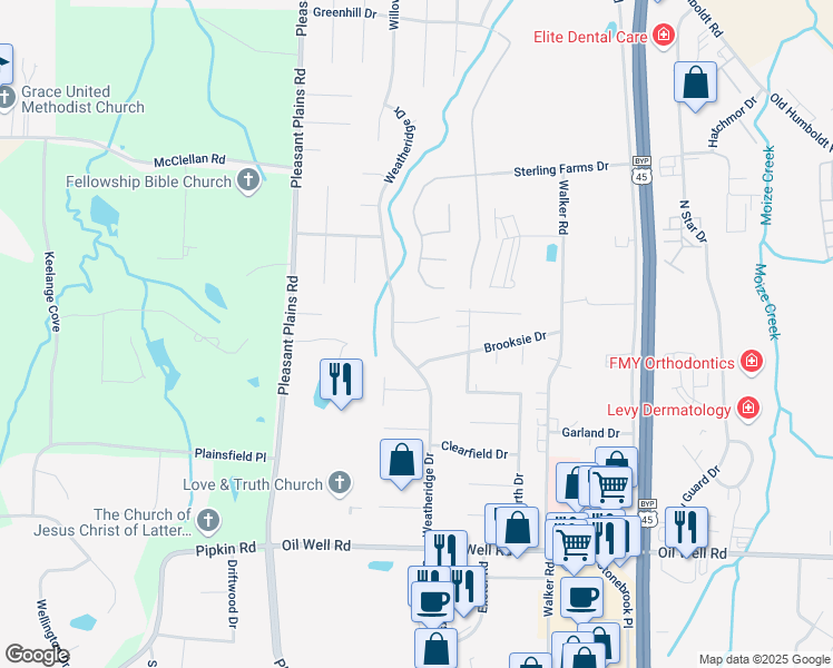 map of restaurants, bars, coffee shops, grocery stores, and more near 25 Wedgewood Cove in Jackson