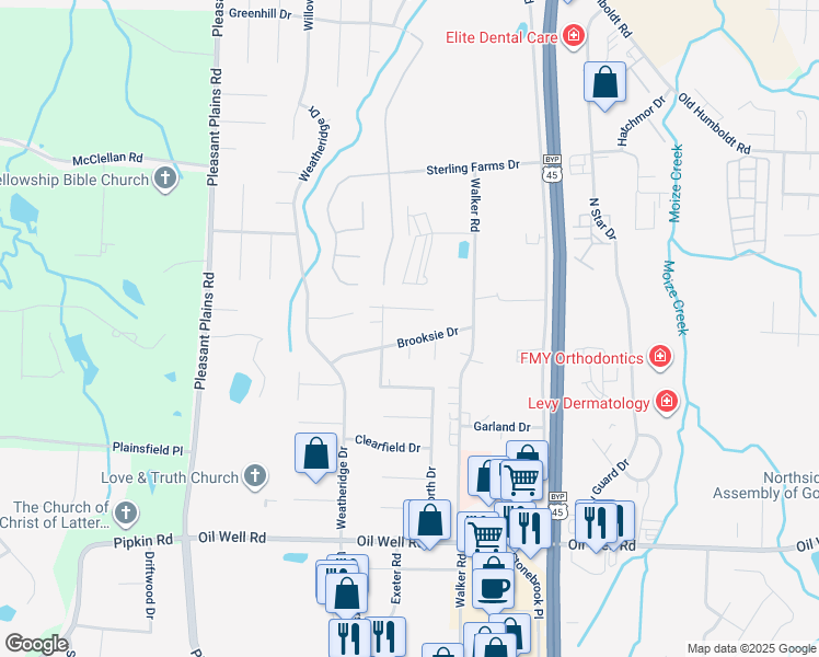 map of restaurants, bars, coffee shops, grocery stores, and more near 284 Foxworth Drive in Jackson