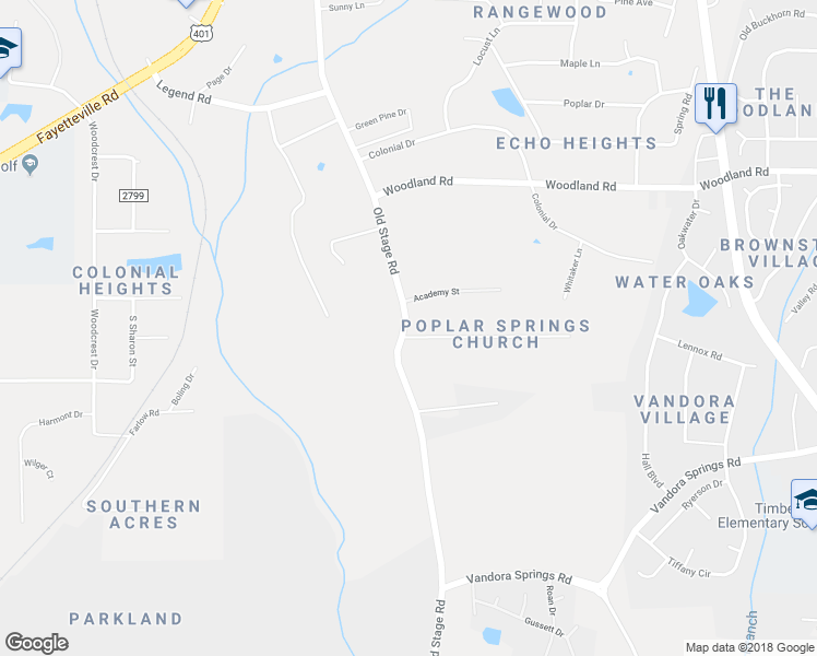map of restaurants, bars, coffee shops, grocery stores, and more near 6115 Old Stage Road in Raleigh