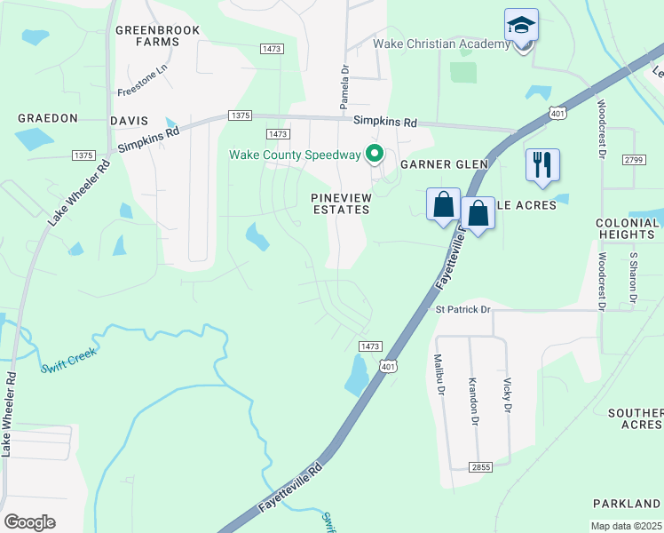 map of restaurants, bars, coffee shops, grocery stores, and more near 6204 Briarwood Drive in Raleigh