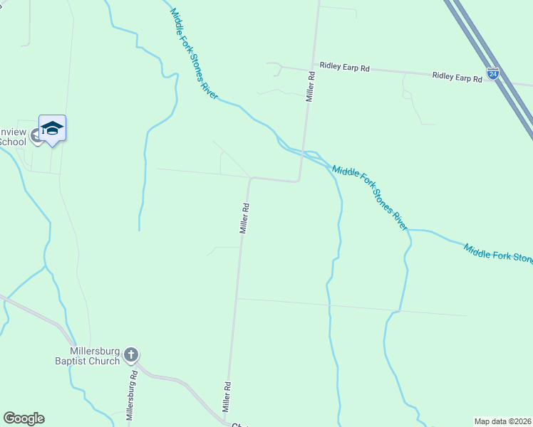 map of restaurants, bars, coffee shops, grocery stores, and more near 8027 Miller Road in Christiana