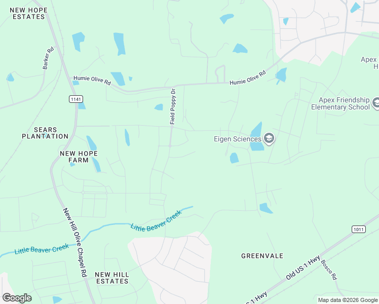 map of restaurants, bars, coffee shops, grocery stores, and more near 3108 Olive Farm Road in Apex
