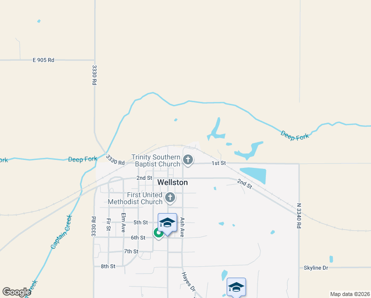 map of restaurants, bars, coffee shops, grocery stores, and more near 100 Ash Street in Luther