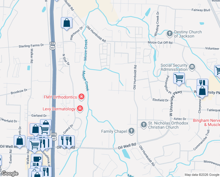 map of restaurants, bars, coffee shops, grocery stores, and more near 18 Golden Brooke Drive in Jackson