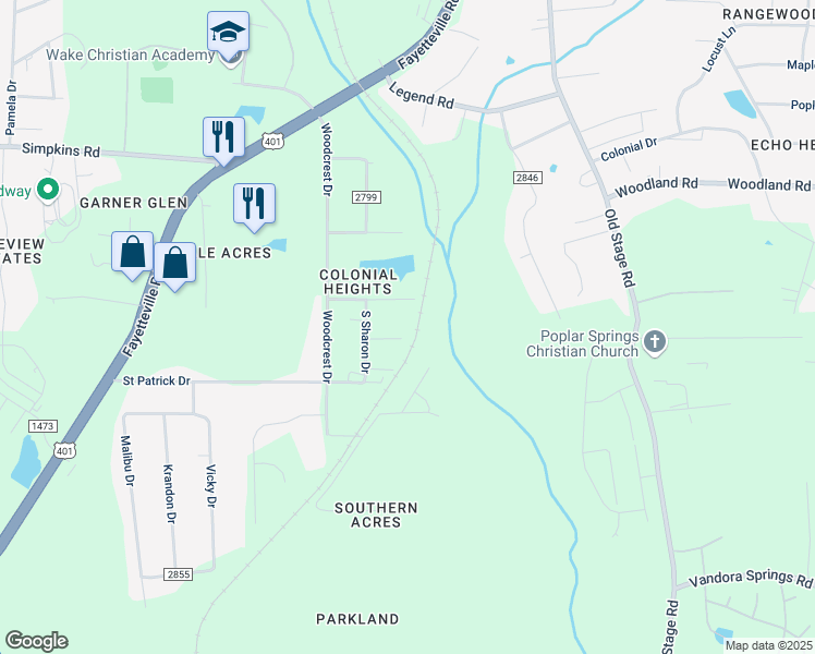 map of restaurants, bars, coffee shops, grocery stores, and more near 1308 Fern Drive in Raleigh