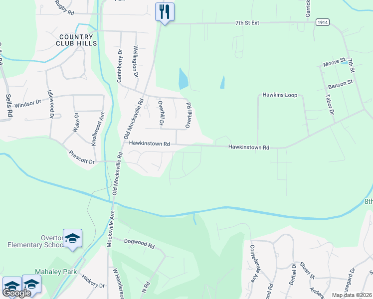 map of restaurants, bars, coffee shops, grocery stores, and more near 410 Hawkinstown Road in Salisbury