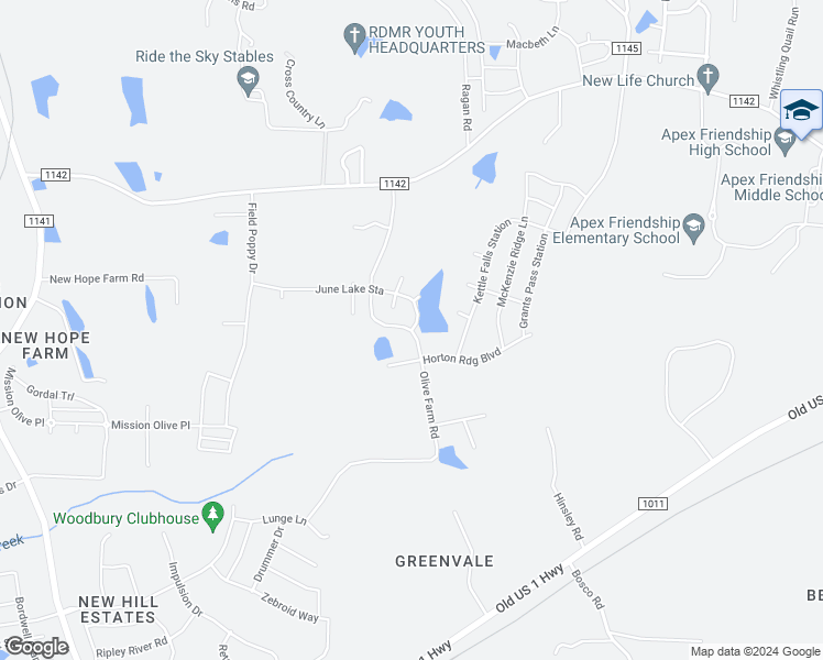 map of restaurants, bars, coffee shops, grocery stores, and more near 3200 Olive Farm Road in Apex