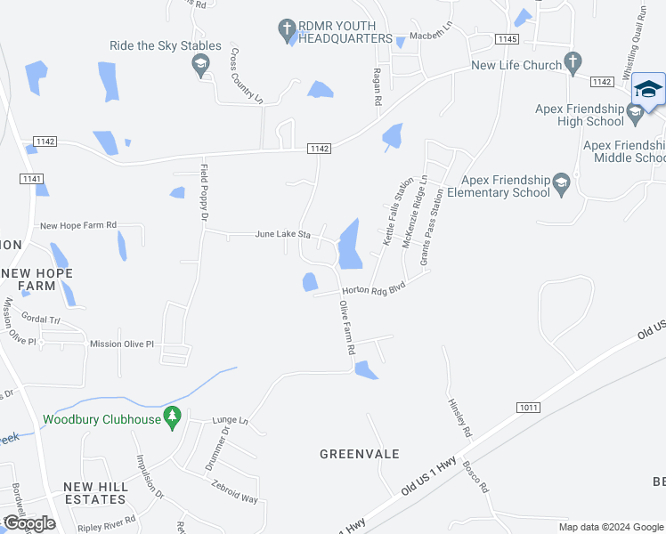 map of restaurants, bars, coffee shops, grocery stores, and more near 3236 Olive Farm Road in Apex