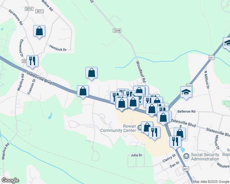 map of restaurants, bars, coffee shops, grocery stores, and more near 430 Holly Avenue in Salisbury
