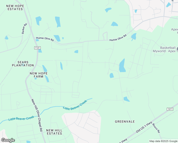 map of restaurants, bars, coffee shops, grocery stores, and more near Honeydew Drive in Apex