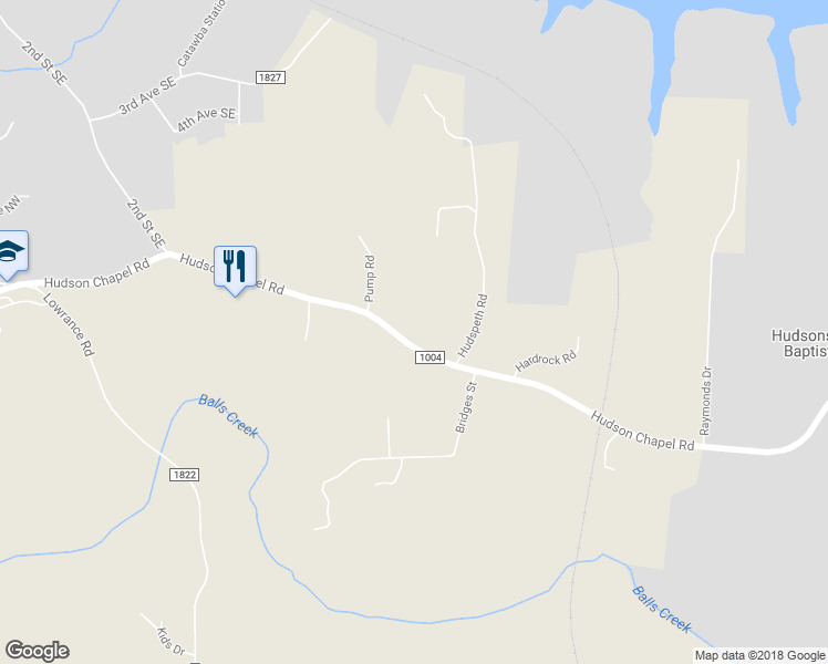 map of restaurants, bars, coffee shops, grocery stores, and more near 5936 Hudson Chapel Road in Catawba