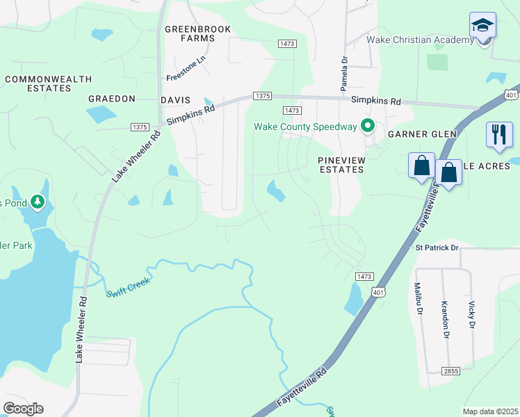 map of restaurants, bars, coffee shops, grocery stores, and more near 120 Berry Mill Lane in Garner