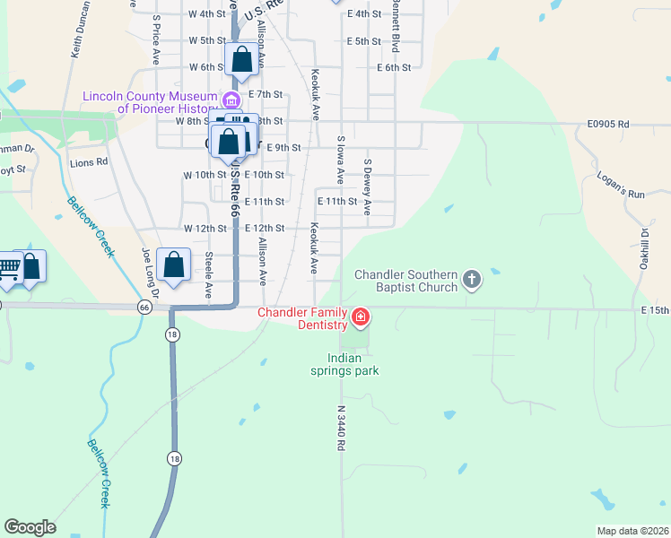 map of restaurants, bars, coffee shops, grocery stores, and more near 1300 South Iowa Avenue in Chandler