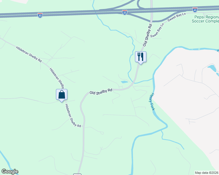 map of restaurants, bars, coffee shops, grocery stores, and more near 2229 Old Shelby Road in Hickory