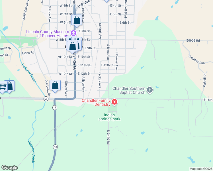 map of restaurants, bars, coffee shops, grocery stores, and more near 1300 South Iowa Avenue in Chandler