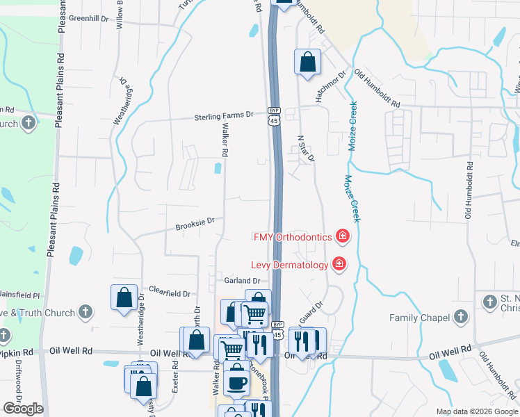 map of restaurants, bars, coffee shops, grocery stores, and more near 2975 U.S. 45 Bypass in Jackson