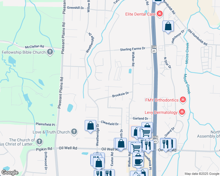 map of restaurants, bars, coffee shops, grocery stores, and more near 284 Foxworth Drive in Jackson