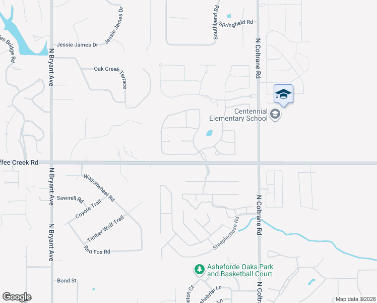 map of restaurants, bars, coffee shops, grocery stores, and more near 2409 Old Creek Road in Edmond
