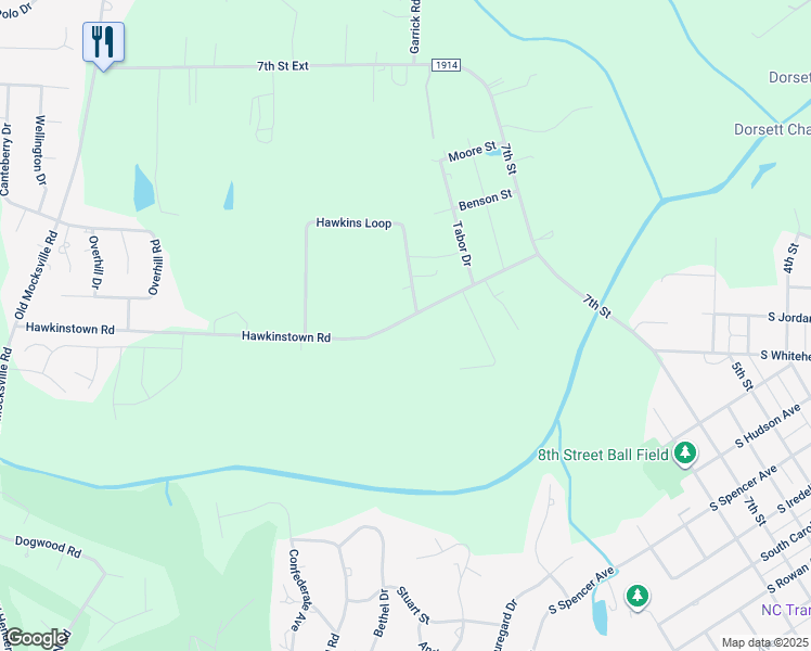 map of restaurants, bars, coffee shops, grocery stores, and more near 809 Hawkinstown Road in Salisbury