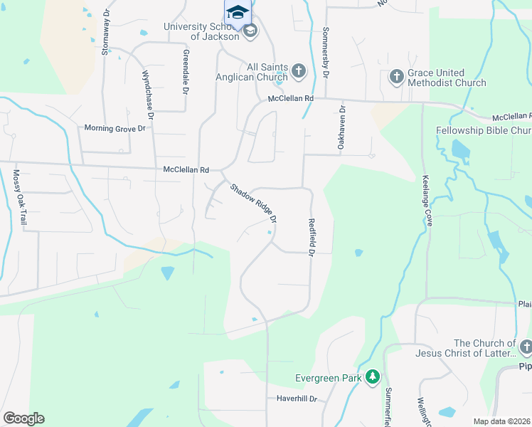 map of restaurants, bars, coffee shops, grocery stores, and more near 465 Shadow Ridge Drive in Jackson