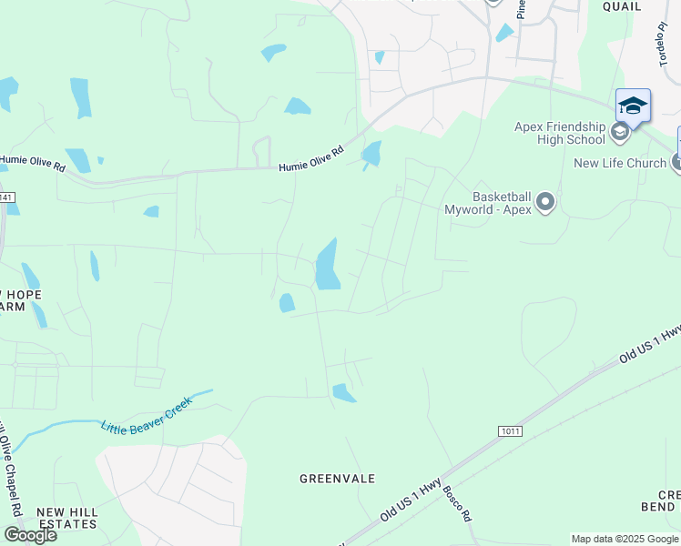 map of restaurants, bars, coffee shops, grocery stores, and more near 2915 Cut Bank Court in Apex