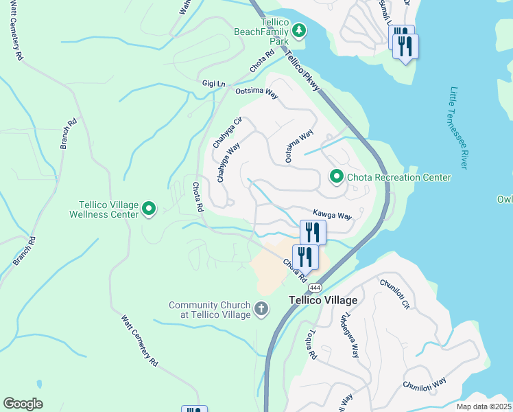 map of restaurants, bars, coffee shops, grocery stores, and more near 117 Ootsima Way in Loudon