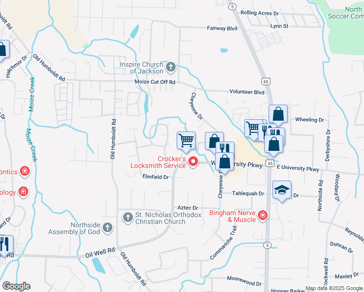 map of restaurants, bars, coffee shops, grocery stores, and more near 99 Hastings Place in Jackson