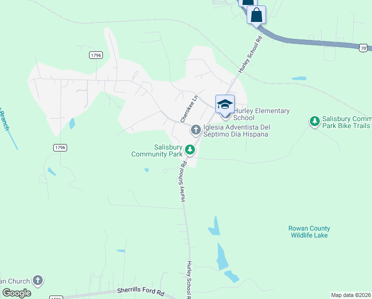 map of restaurants, bars, coffee shops, grocery stores, and more near 970 Hurley School Road in Salisbury