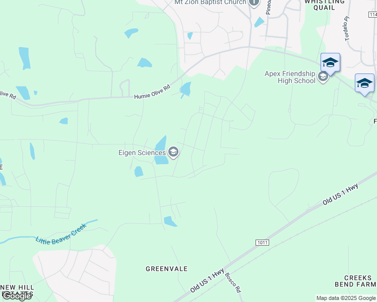 map of restaurants, bars, coffee shops, grocery stores, and more near 2408 McKenzie Ridge Lane in Apex