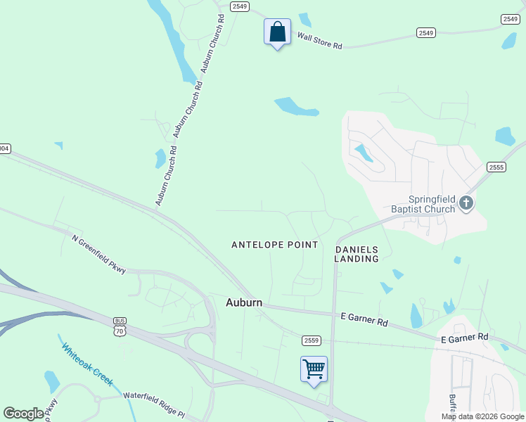 map of restaurants, bars, coffee shops, grocery stores, and more near 3001-3329 Auburn Estates Road in Raleigh