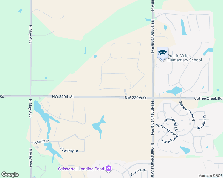 map of restaurants, bars, coffee shops, grocery stores, and more near 2364 Northwest 220th Terrace in Edmond