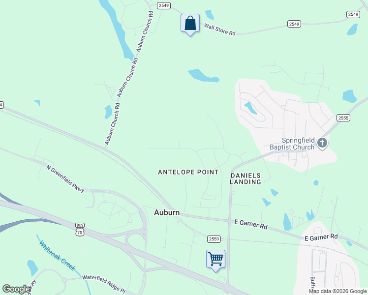 map of restaurants, bars, coffee shops, grocery stores, and more near 2101 East Garner Road in Raleigh