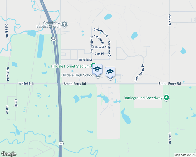 map of restaurants, bars, coffee shops, grocery stores, and more near 300 East Smith Ferry Road in Muskogee