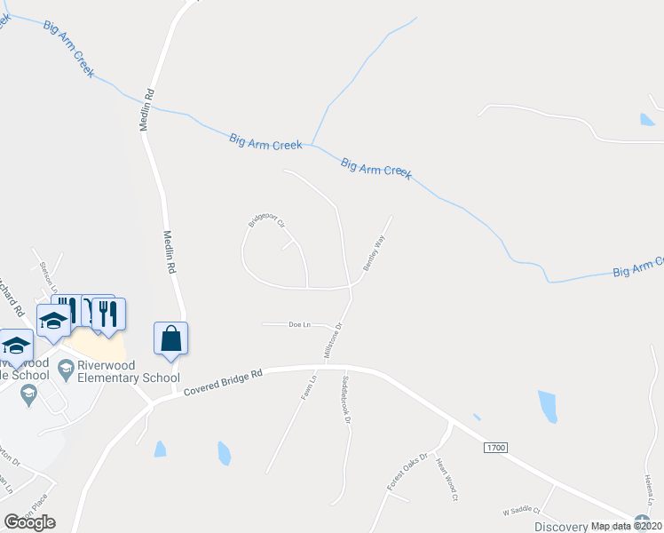 map of restaurants, bars, coffee shops, grocery stores, and more near 283 Millstone Drive in Clayton