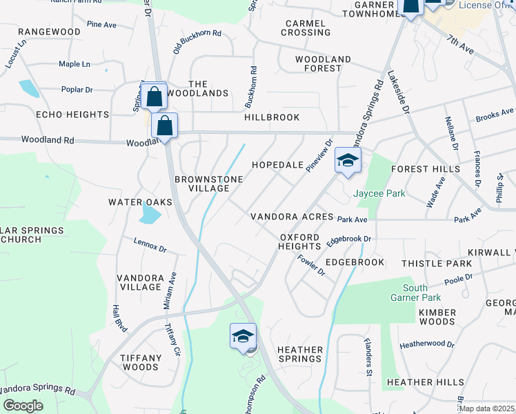 map of restaurants, bars, coffee shops, grocery stores, and more near 1419 Kelly Road in Garner