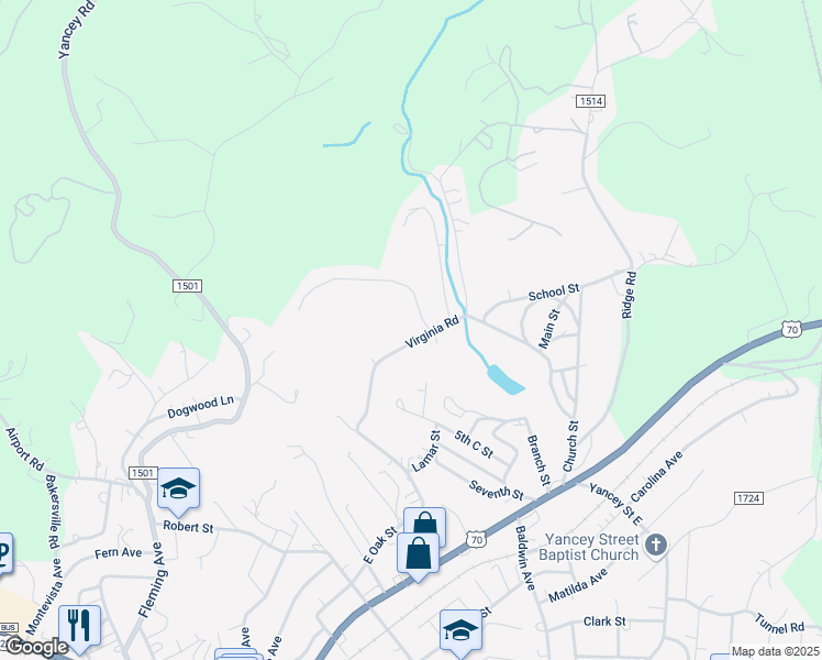 map of restaurants, bars, coffee shops, grocery stores, and more near 38 Hill Street in Marion