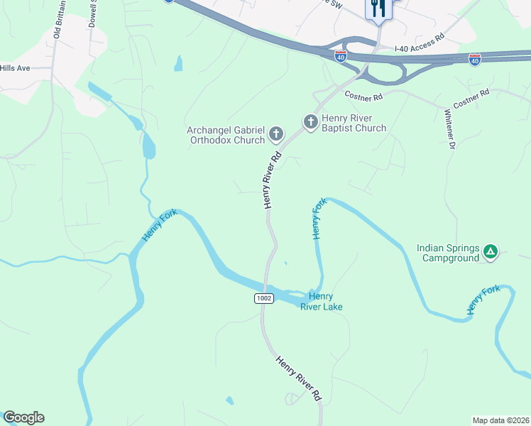 map of restaurants, bars, coffee shops, grocery stores, and more near 4244 Henry River Road in Hickory