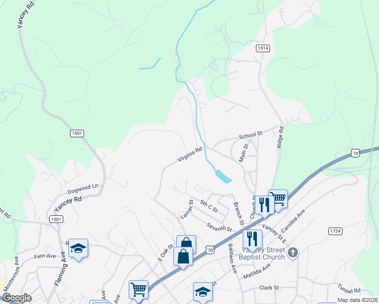 map of restaurants, bars, coffee shops, grocery stores, and more near 38 Hill Street in Marion