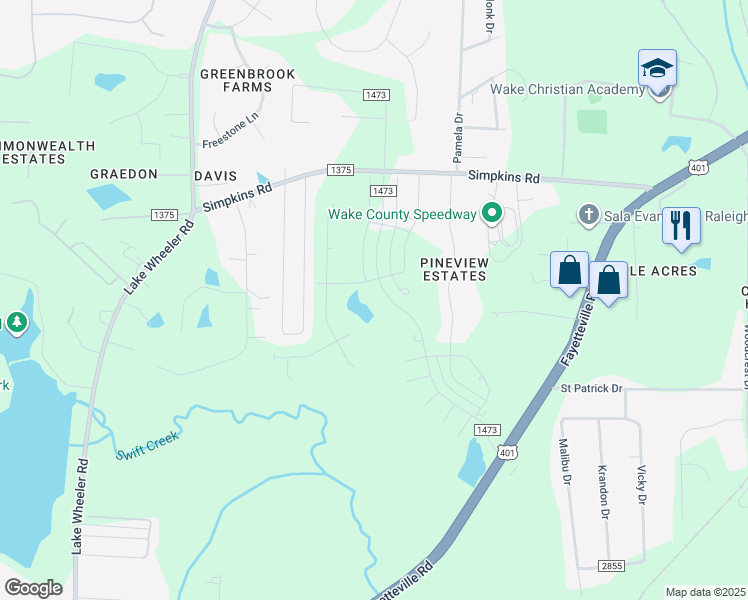 map of restaurants, bars, coffee shops, grocery stores, and more near 5967 Conly Drive in Raleigh