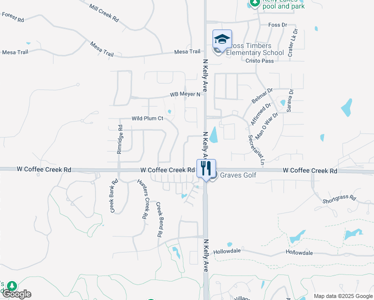 map of restaurants, bars, coffee shops, grocery stores, and more near 4212 Wild Plum Lane in Edmond