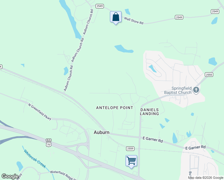 map of restaurants, bars, coffee shops, grocery stores, and more near 4516 Auburn Knightdale Road in Raleigh