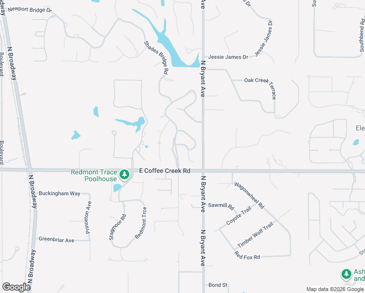 map of restaurants, bars, coffee shops, grocery stores, and more near 1309 Bay Bridge Court in Edmond
