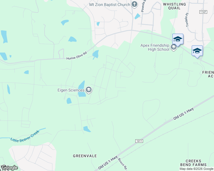 map of restaurants, bars, coffee shops, grocery stores, and more near 2371 McKenzie Ridge Lane in Apex