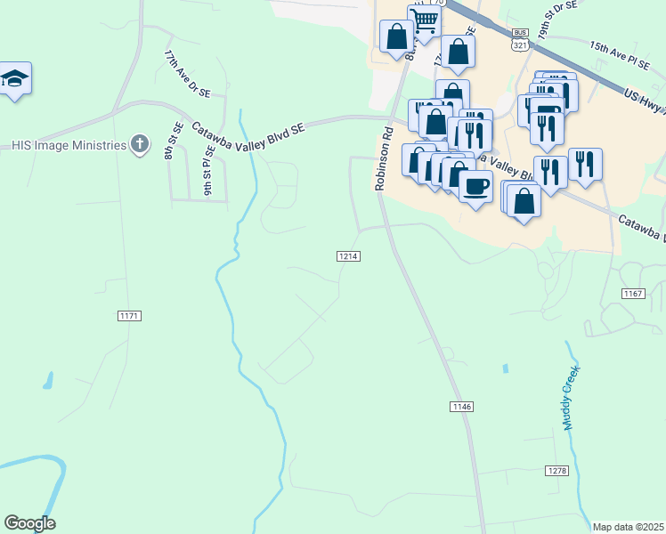 map of restaurants, bars, coffee shops, grocery stores, and more near 2375 Timberland Hills Drive in Newton