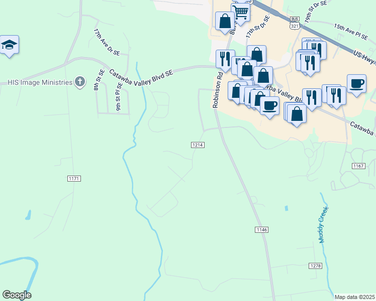 map of restaurants, bars, coffee shops, grocery stores, and more near 2375 Timberland Hills Drive in Newton