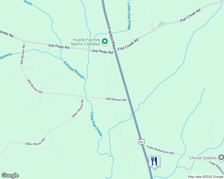 map of restaurants, bars, coffee shops, grocery stores, and more near 3393 Franklin Pike in Columbia