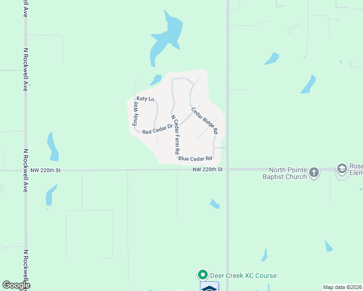 map of restaurants, bars, coffee shops, grocery stores, and more near 22272 North Cedar Farm Road in Edmond