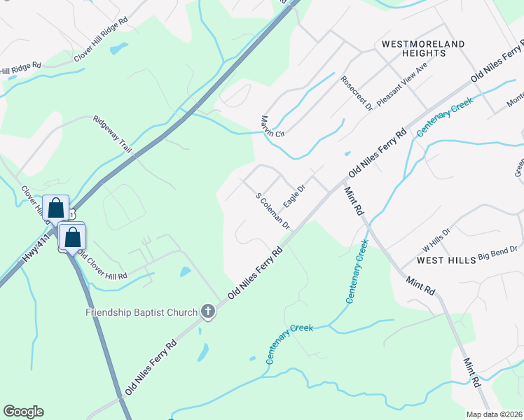 map of restaurants, bars, coffee shops, grocery stores, and more near 3137 Eagle Drive in Maryville
